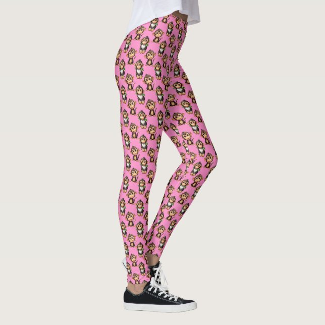 Monkey Pattern Design Pink  Leggings (Right)