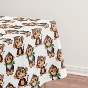 Monkey Pattern Design White  Tablecloth
