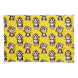Monkey Pattern Design Yellow  Pillow Case