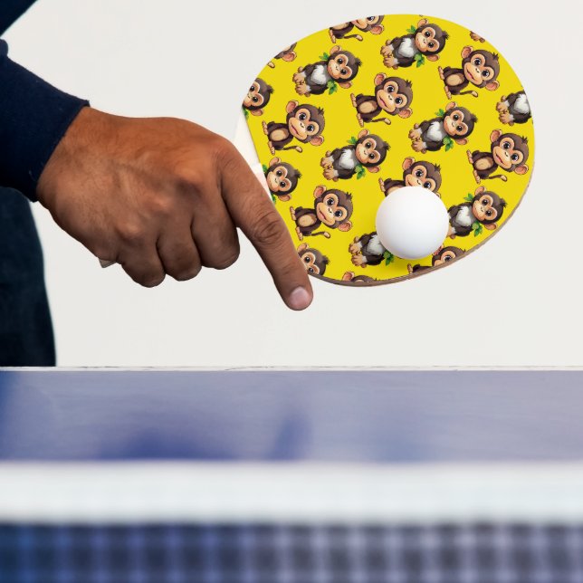 Monkey Pattern Design Yellow  Ping Pong Paddle (Insitu)