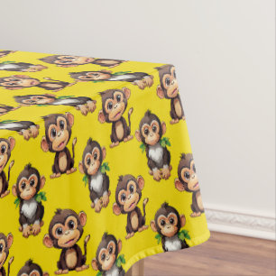 Monkey Pattern Design Yellow  Tablecloth