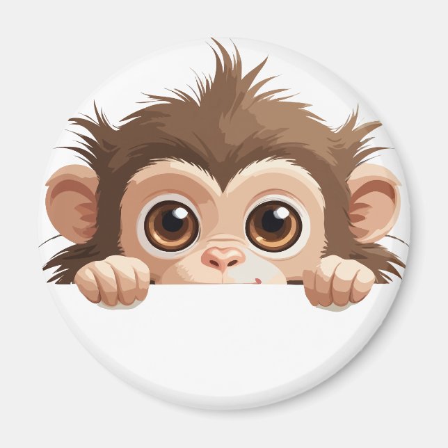 Monkey Peeking Cute Adorable Funny Animal Cartoon  Magnet (Front)