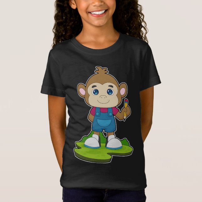 Monkey Pencil School T-Shirt (Front)