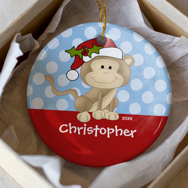 Monkey Personalized Boy Christmas Ornament (Creator Uploaded)