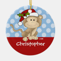 Monkey Personalized Boy Christmas Ornament
