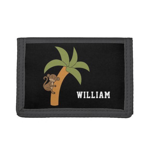 Monkey Personalized Custom Name Back To School Trifold Wallet