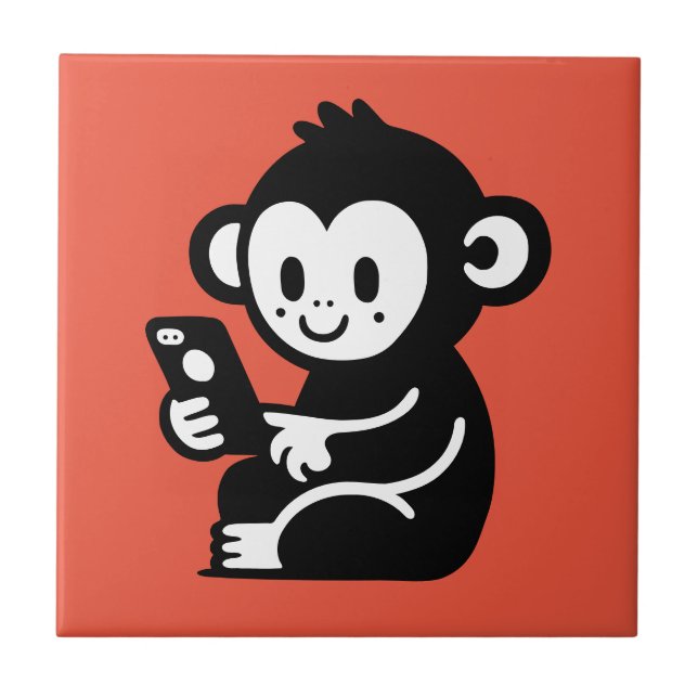 Monkey Phone Ceramic Tile (Front)