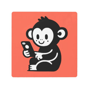 Monkey Phone Metal Print