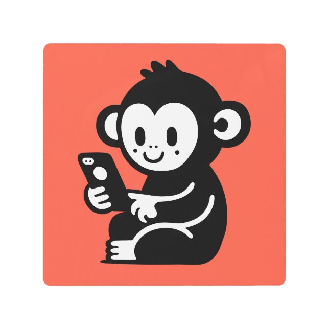 Monkey Phone Metal Print (Front)