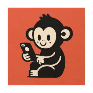 Monkey Phone Wood Wall Art