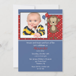 Monkey Photo Birthday Invitation