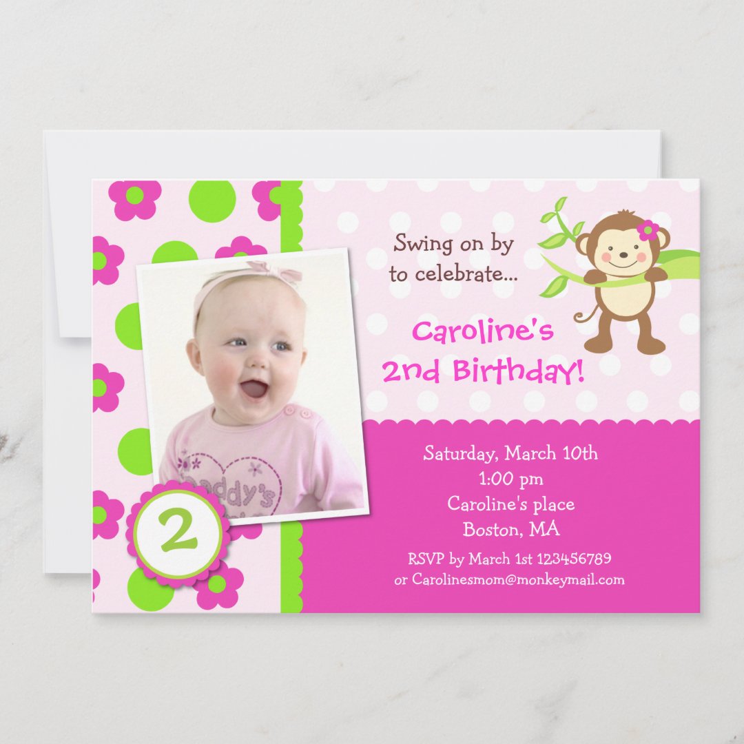 Monkey Photo Birthday Party Invitation | Zazzle