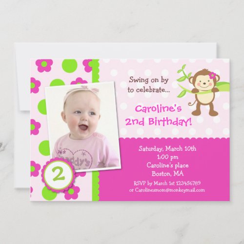 Monkey Photo Birthday Party Invitation