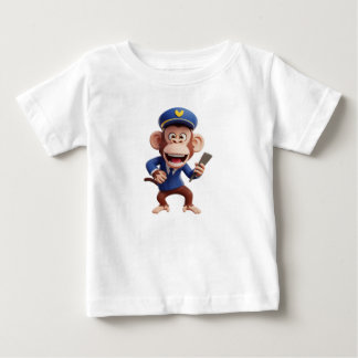 Monkey Pilot Character in Blue Captain Uniform Baby T-Shirt
