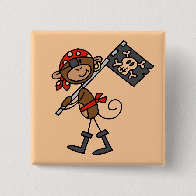 Monkey Pirate With Flag Tshirts and Gifts Pinback Button (Front)