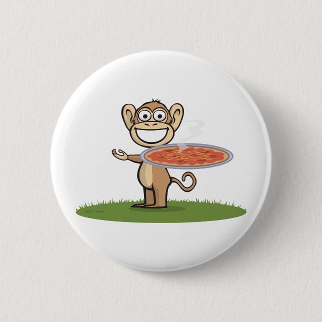 Monkey Pizza Pinback Button (Front)
