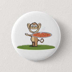 Monkey Pizza Pinback Button
