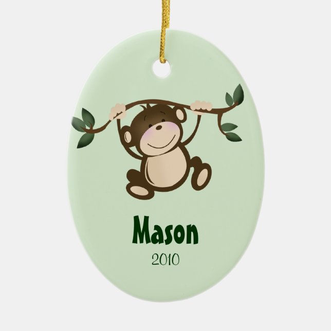 MONKEY PLAY Personalized Christmas Ornament (Front)