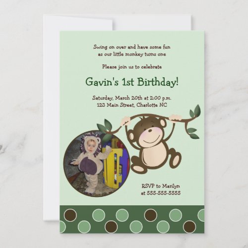 MONKEY PLAY *PHOTO* Birthday invitation 5x7