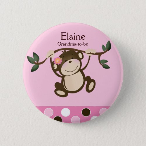 MONKEY PLAY PINK NAME TAG Custom Button