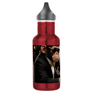 Monkey Playing Piano Music Poster – I Am Music Stainless Steel Water Bottle