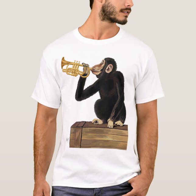 Monkey Playing Trumpet 2 T-Shirt (Front)