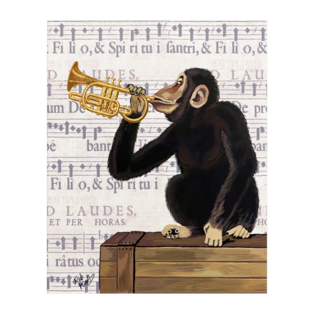 Monkey Playing Trumpet Acrylic Print (Front)