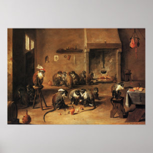 Monkey Poster Print: Monkeys in Kitchen by Teniers