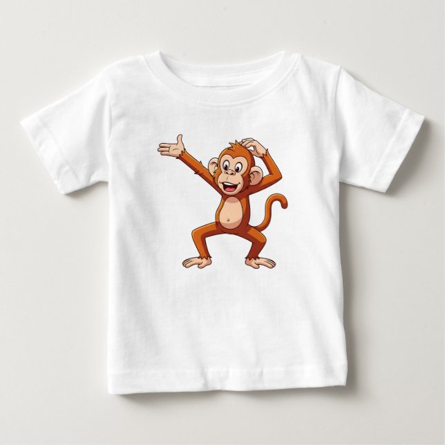  Monkey Presenting and Scratching Head Baby T-Shirt (Front)