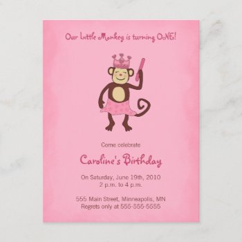 Monkey Princess 1st Birthday Invitation by artladymanor at Zazzle