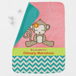 Monkey Pun Cute And Funny Personalized Receiving Blanket