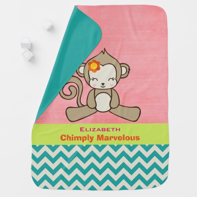 Monkey Pun Cute And Funny Personalized Receiving Blanket (In Situ)