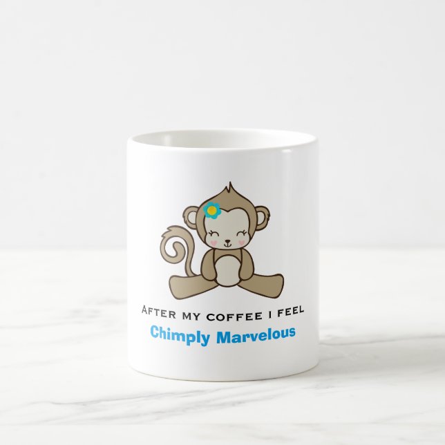 Monkey Pun Cute Kawaii Funny Coffee Mug (Center)