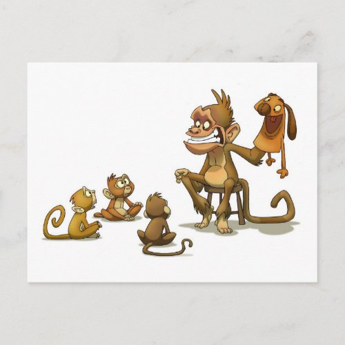 Monkey Puppet Postcard