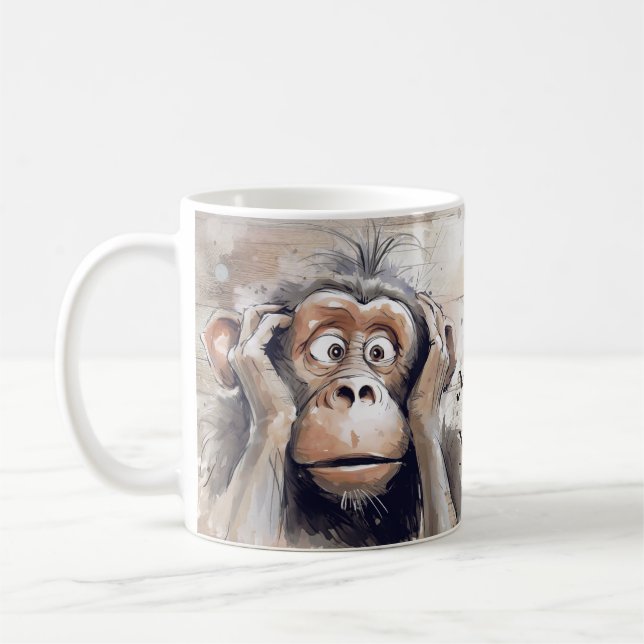 Monkey Quirky Crazy Cartoon Coffee Mug (Left)