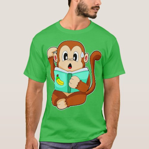 Monkey Reading Book T_Shirt