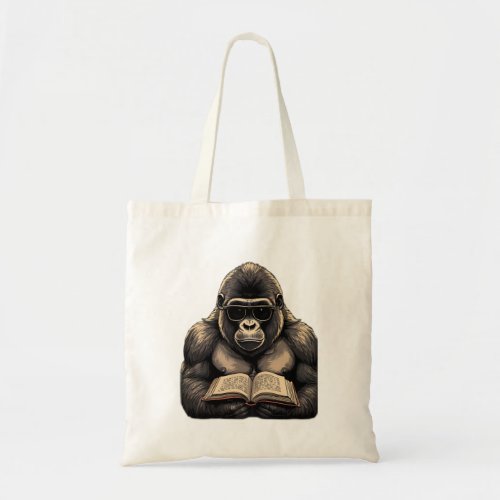 Monkey reading books  tote bag