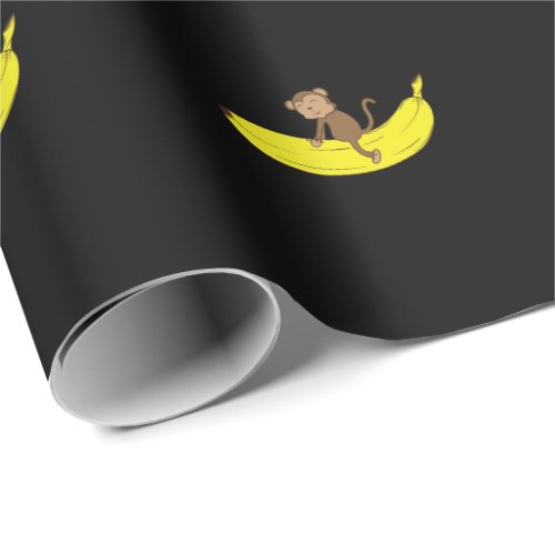 Monkey rides on bananas wrapping paper