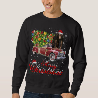 Monkey Rides Red Truck Christmas Pajama Sweatshirt