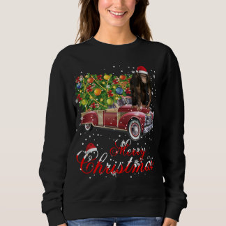 Monkey Rides Red Truck Christmas Pajama Sweatshirt
