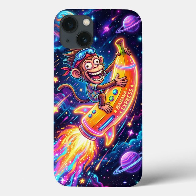 Monkey Riding a Banana Rocket Phone Case (Back)