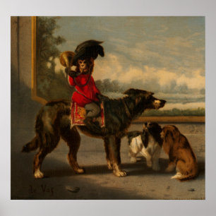 Monkey Riding Dog Poster