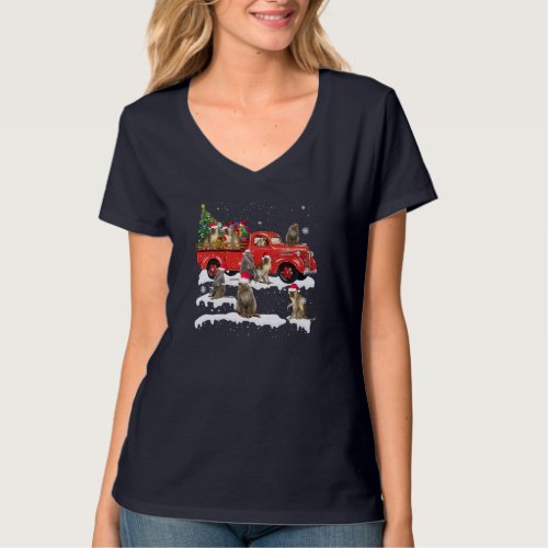 Monkey Riding Red Truck Merry Christmas X_mas Ugly T_Shirt