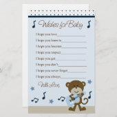 Monkey Rocker Guitar Player Wishes for Baby Shower (Front/Back)