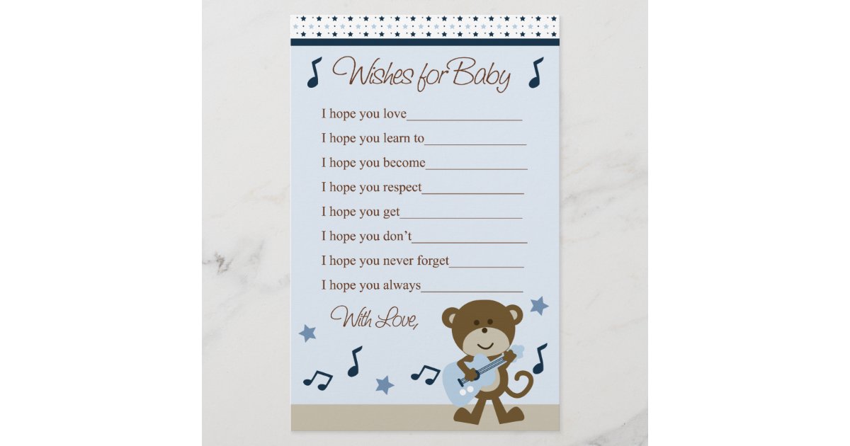 Monkey Rocker Rockstar Wishes For Baby Shower Zazzle Com