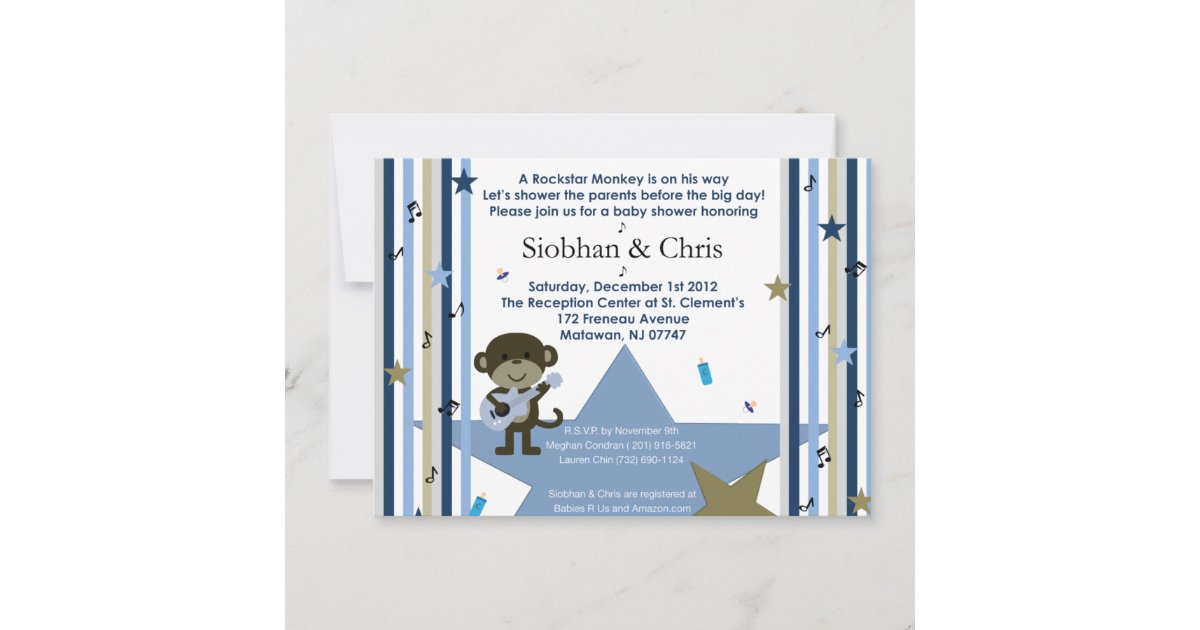 Monkey Rockstar Baby Shower Invitation | Zazzle.com