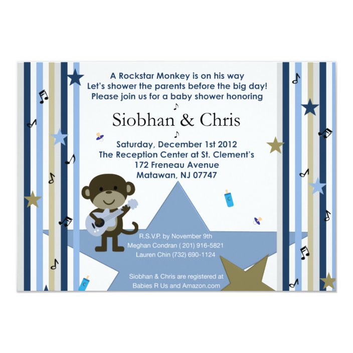 Monkey Rockstar Baby Shower Invitation | Zazzle.com