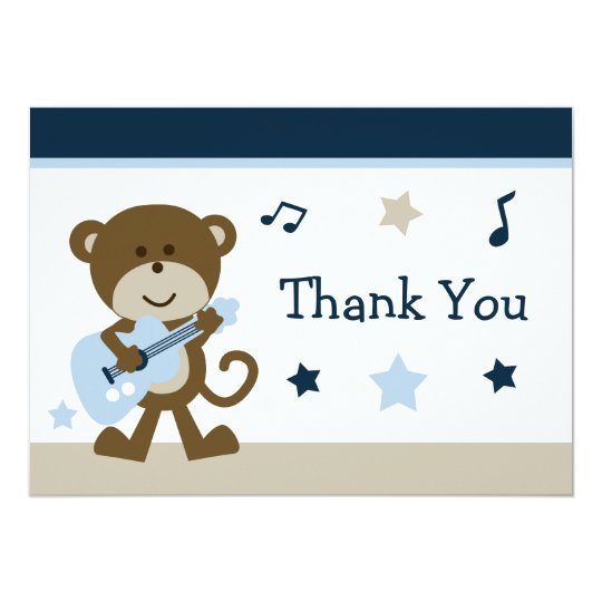 Monkey Rockstar Baby Shower Thank You Card | Zazzle