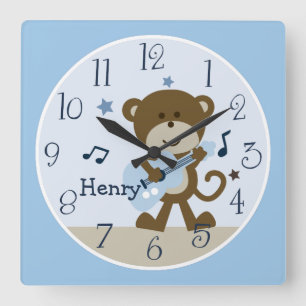 Monkey Rockstar/Musical Kid's Baby Nursery Clock