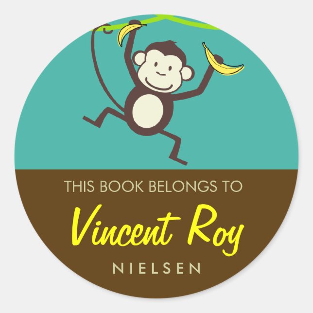 Monkey Round Bookplates (Front)